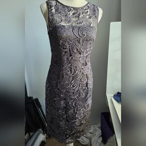 Adrianna Papell Lace Dress in Grey